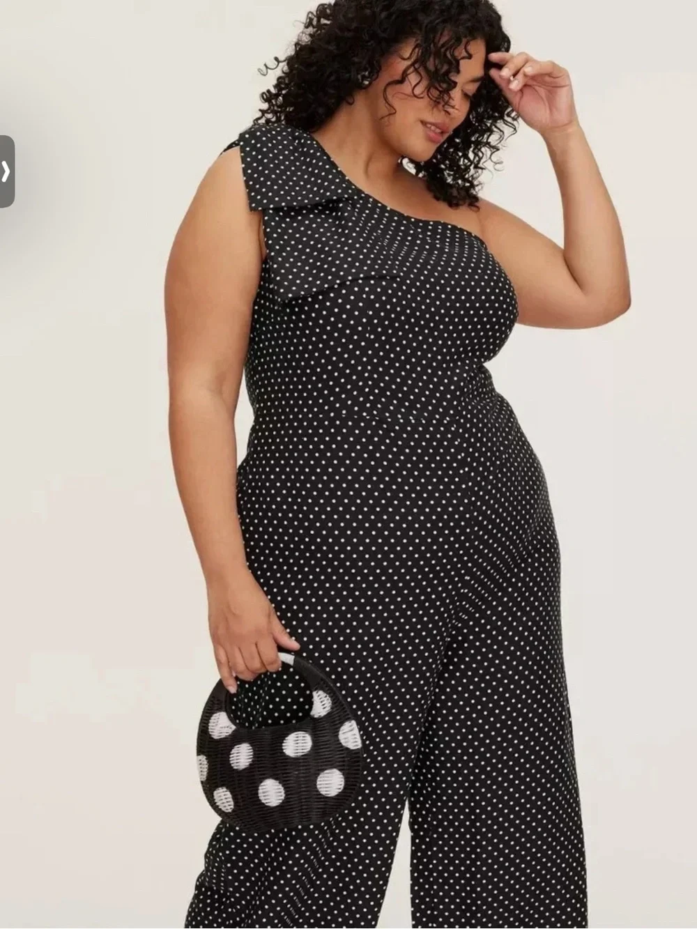 kate spade Black and White One-Shoulder Polka Dot Jumpsuit